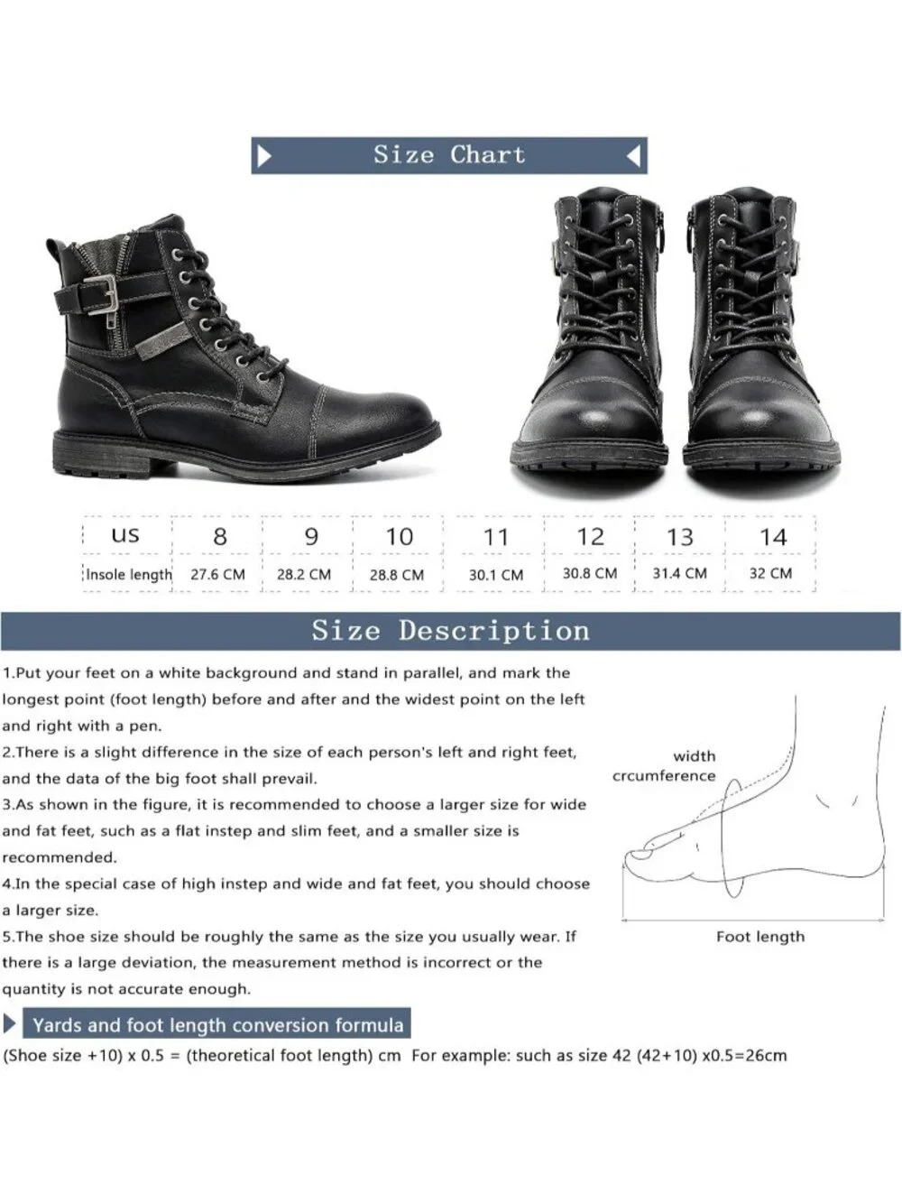 Men's Black 1 Oxford Boots Buckle Casual Men Boots Lace-Up Side Zipper